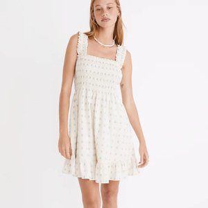 Madewell Lucie Smocked Tank Mini Dress in Textural Clipdot size S